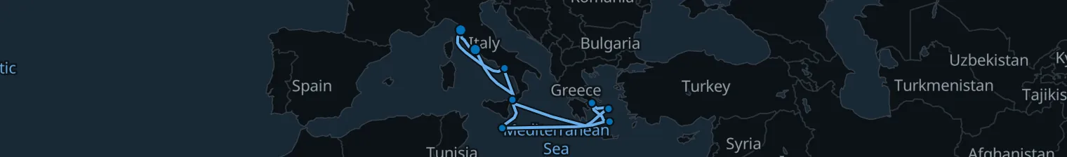 Route map of Saffron & Sapphire – Aegean’s Crown