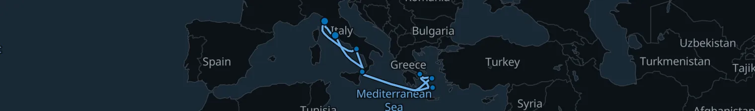 Route map of Island Spire & Tyrrhenian Veins – Eternal City