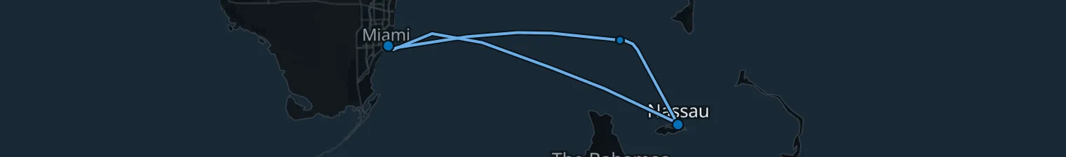 Route map of Saltwater Serenade – Bahamas Whirlwind