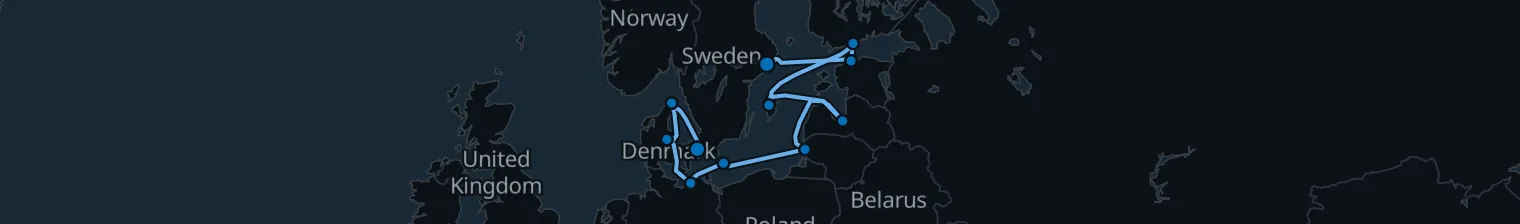Route map of Baltic Vein – Nordic Crossroads