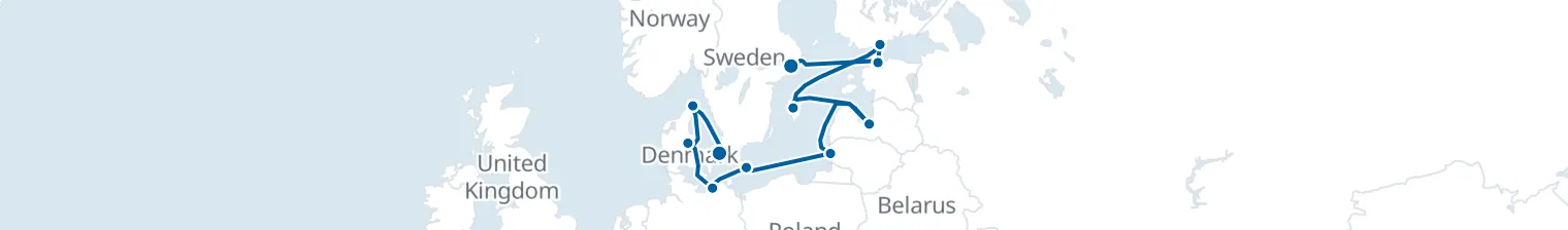 Route map of Baltic Vein – Nordic Crossroads
