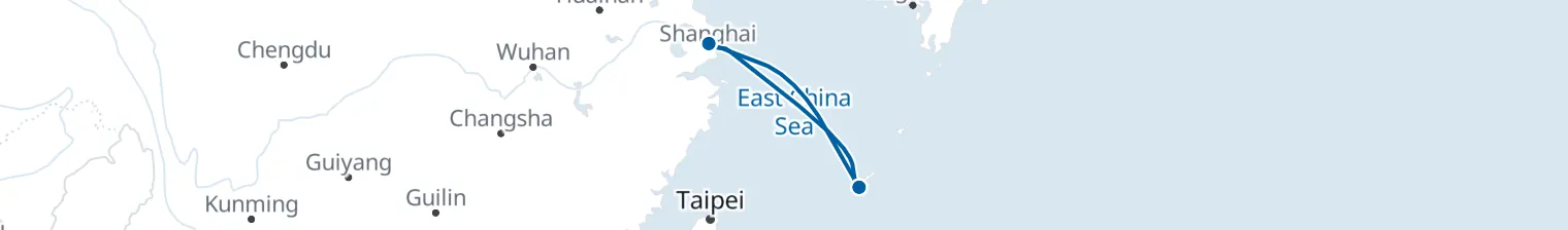 Route map of Tidepool Whisper – Shanghai & Okinawa