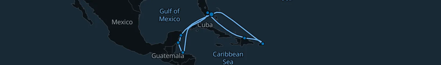 Route map of Jungle & Jade Run – Roatan & Cozumel