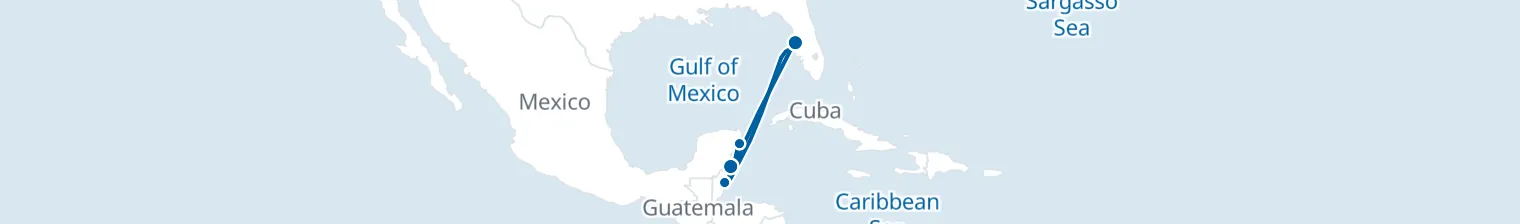 Route map of Blissful Retreat – Cozumel & Belize