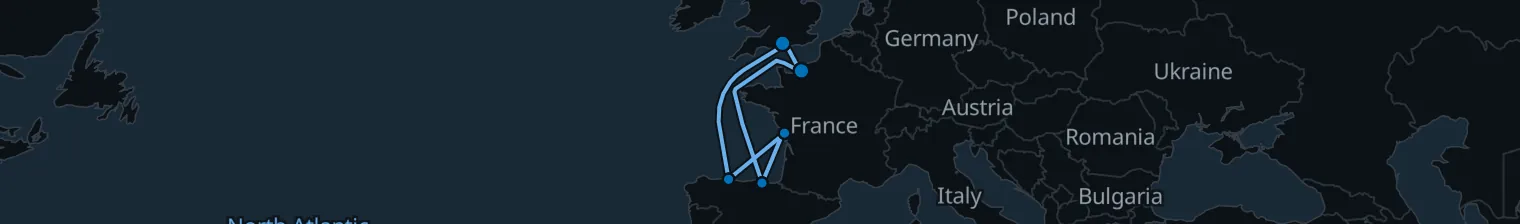 Route map of Atlantic Lighthouse Loop – Gijon & Bilbao