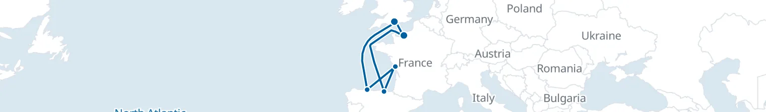 Route map of Atlantic Lighthouse Loop – Gijon & Bilbao