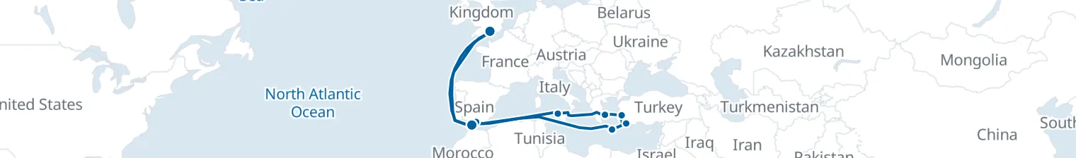 Routenkarte von Silk Spice Passage – Aegean & Straits