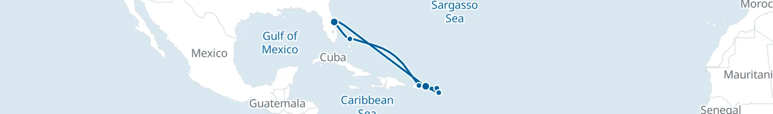 Route map of Caribbean Grand Tour – San Juan & St. Maarten
