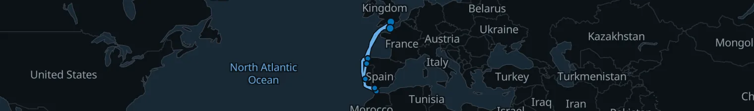 Routenkarte von Tides of the Atlantic – Iberian & Moroccan Crossings