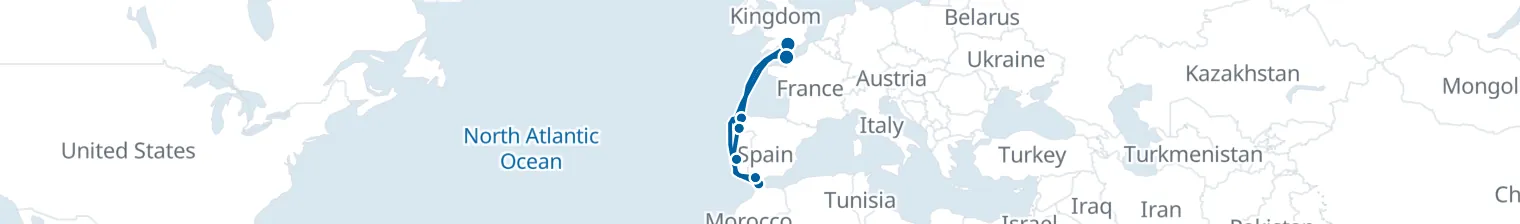 Routenkarte von Tides of the Atlantic – Iberian & Moroccan Crossings