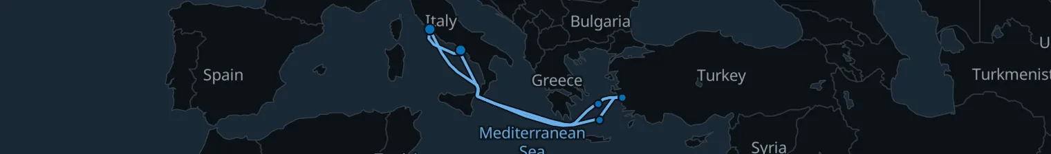 Route map of Saffron & Siren – Aegean & Ionian
