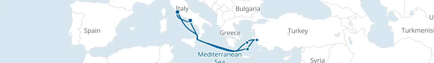 Route map of Saffron & Siren – Aegean & Ionian