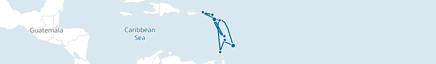 Route map of Caribbean Current – Virgin Isles & Windward