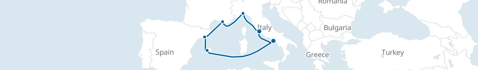 Route map of Sun-Drenched Terraces – Barcelona & Marseille