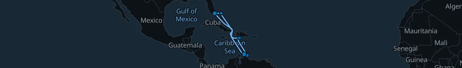 Route map of Island Jewels – Aruba & Curaçao