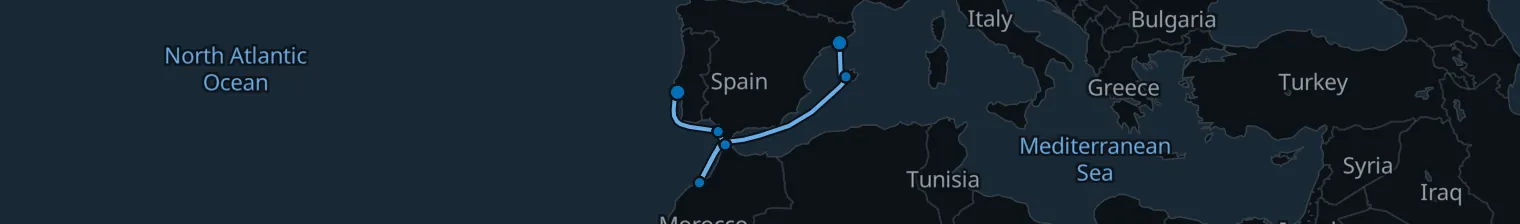 Route map of Lisbon’s Last Light – Morocco’s Coast