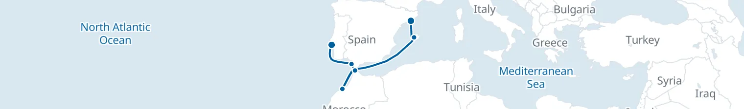 Route map of Lisbon’s Last Light – Morocco’s Coast