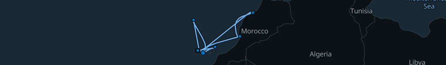 Route map of Saharan Sunrise – Canary & Moroccan Shores