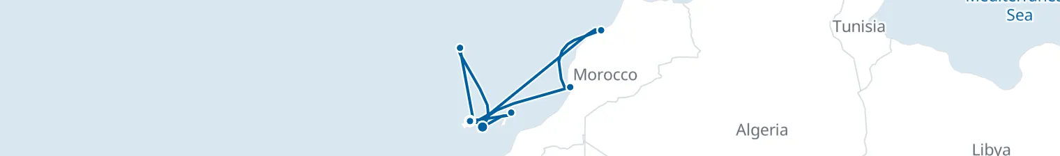 Route map of Saharan Sunrise – Canary & Moroccan Shores