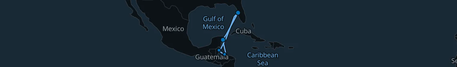 Route map of Jungle Veil – Belize & Roatan