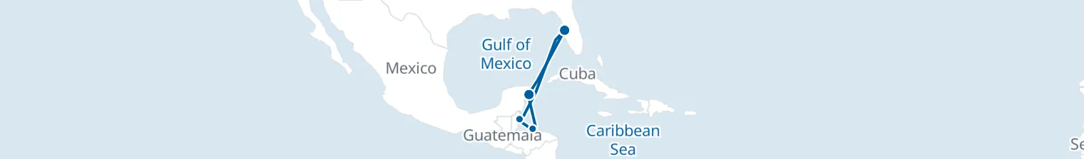 Route map of Jungle Veil – Belize & Roatan