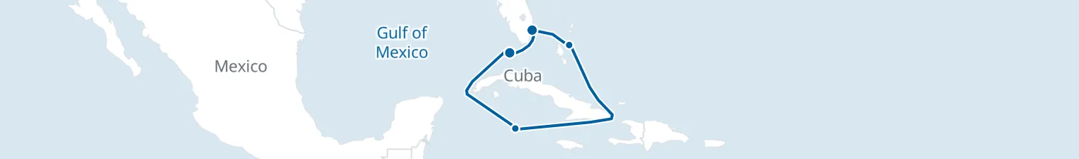 Route map of Azure Adventure – Key West & Grand Cayman