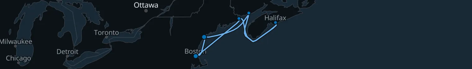 Route map of Acadian Tide – Maine’s Coastal Whirl