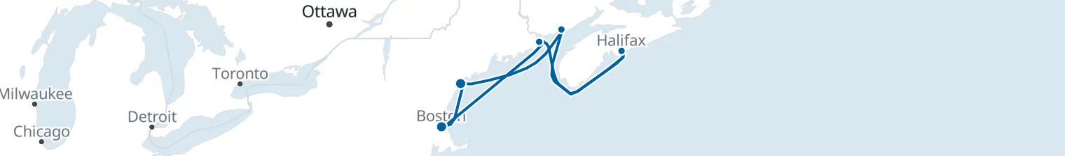 Route map of Acadian Tide – Maine’s Coastal Whirl