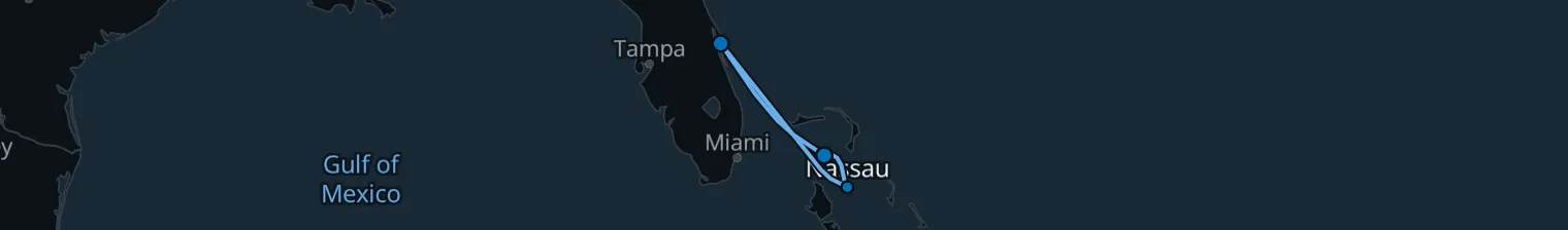 Route map of Bahamian Drift – Nassau & CocoCay from Canaveral