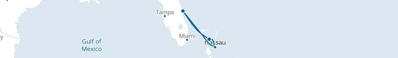 Route map of Bahamian Drift – Nassau & CocoCay from Canaveral