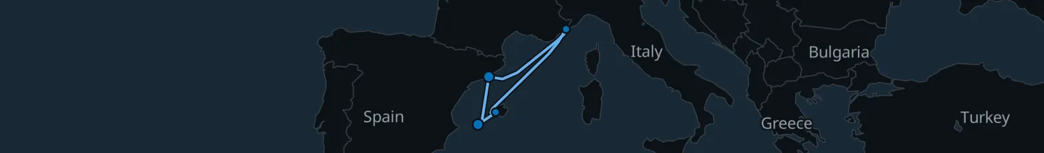Route map of Saffron Spice – Catalan & Balearic