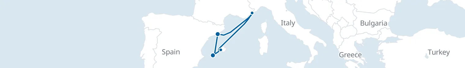 Route map of Saffron Spice – Catalan & Balearic