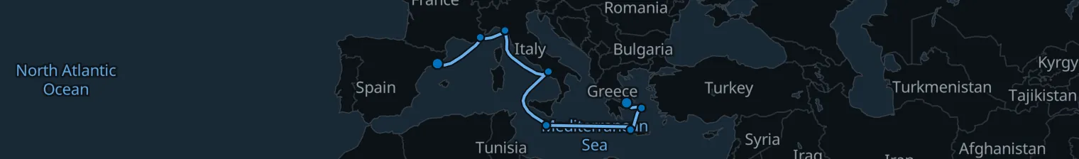 Route map of Siren’s Lighthouse Run – Adriatic & Aegean