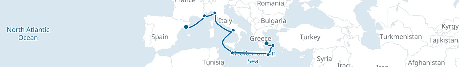 Route map of Siren’s Lighthouse Run – Adriatic & Aegean