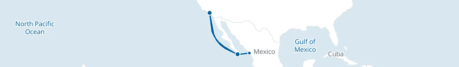 Route map of Pacific Riviera Escape – Mazatlán & Cabo
