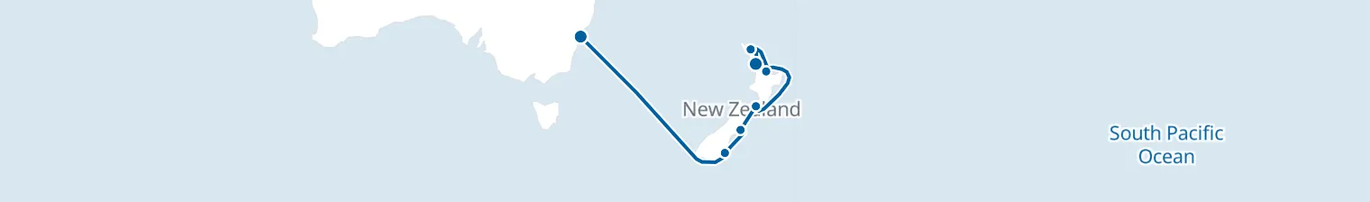 Route map of Tasman Tidecall – Sydney to Auckland
