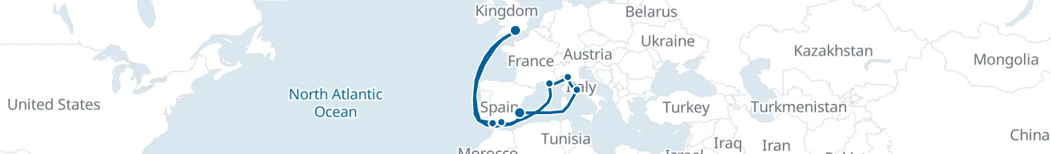 Route map of Olive & Limestone – Rome & Provence