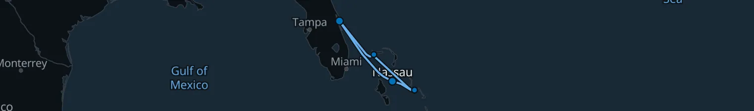 Route map of Misty Headland – Amber Cove & Grand Bahama