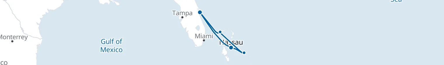 Route map of Misty Headland – Amber Cove & Grand Bahama