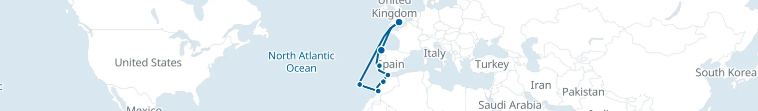 Route map of Saharan Tides – Azores & Morocco