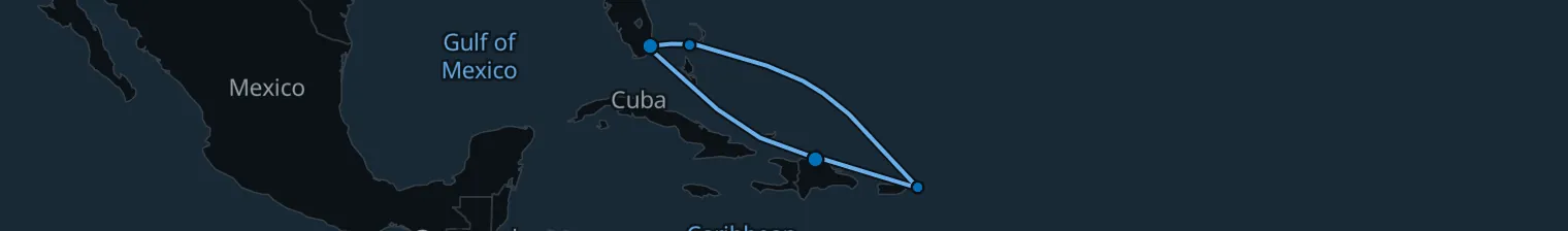 Route map of Sun-Soaked Adventure – St. Thomas & Puerto Plata