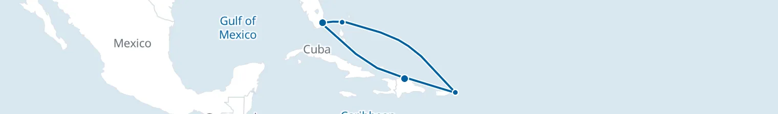Route map of Sun-Soaked Adventure – St. Thomas & Puerto Plata