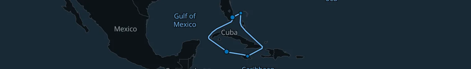 Route map of Golden Sands Escape – Bahamas & Jamaica