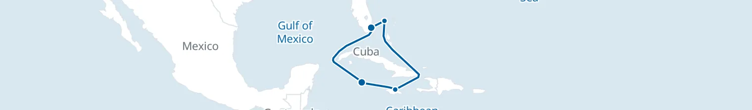 Route map of Golden Sands Escape – Bahamas & Jamaica