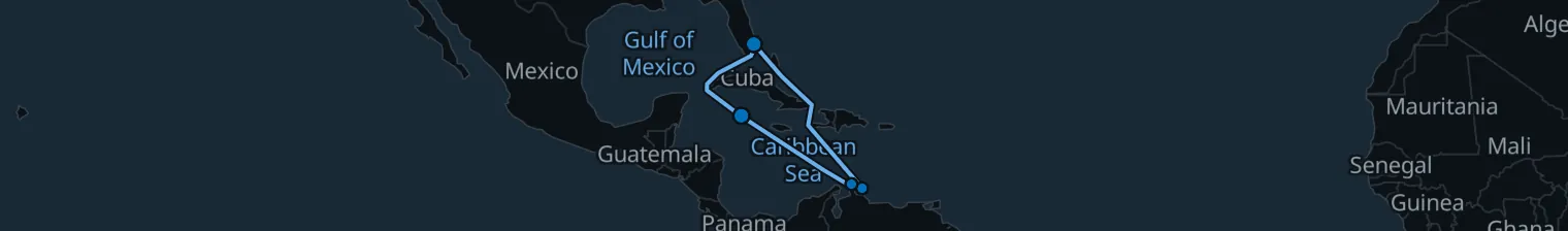 Route map of Saffron Spice & Salt – Caribbean Archipelago