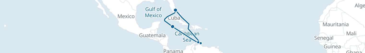 Route map of Saffron Spice & Salt – Caribbean Archipelago