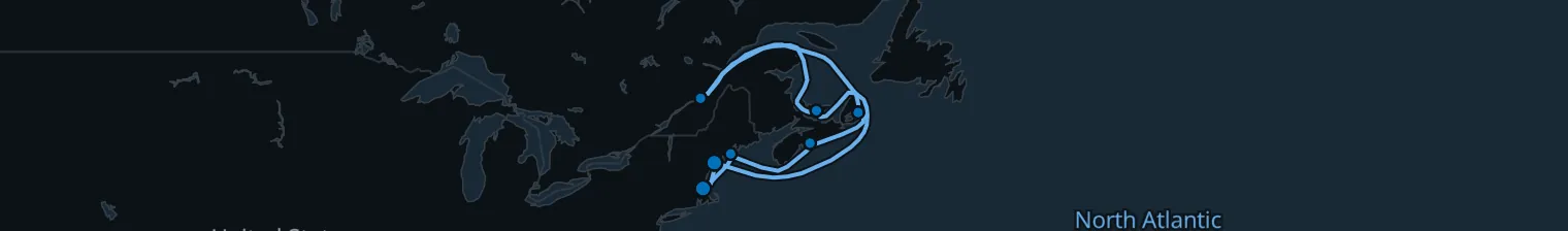 Route map of Timeless Elegance – Halifax & Quebec City