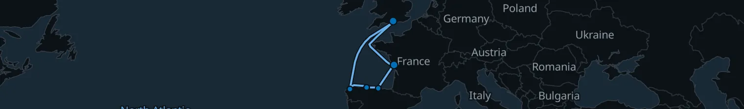 Route map of Tidepool Tides – Northern Atlantic