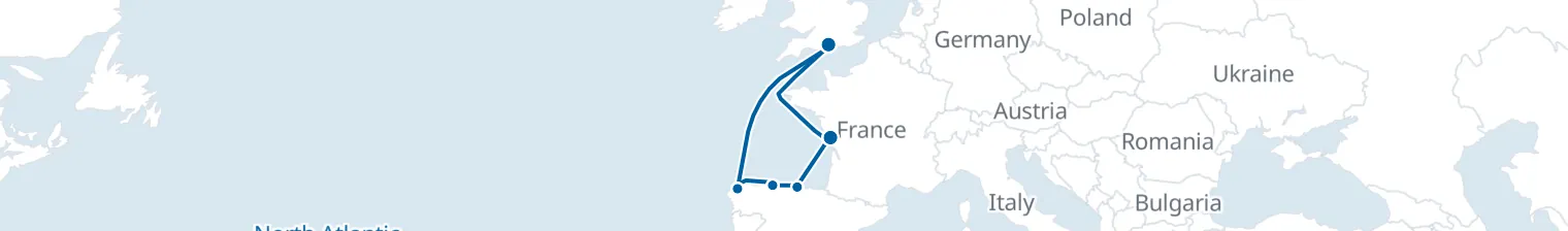 Route map of Tidepool Tides – Northern Atlantic