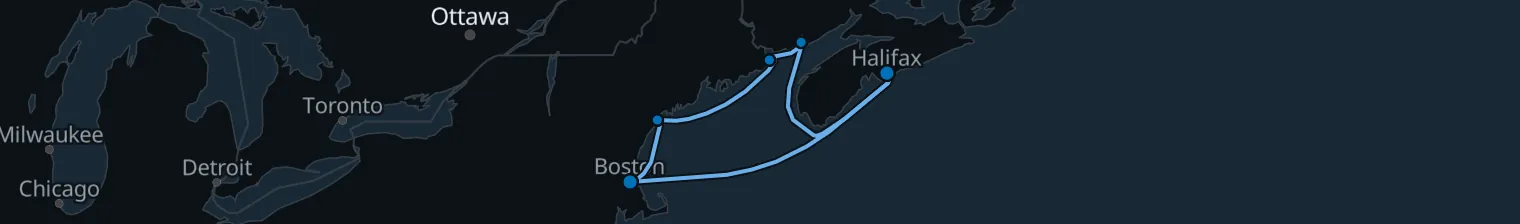 Route map of Lantern Coast – Maine & Maritimes